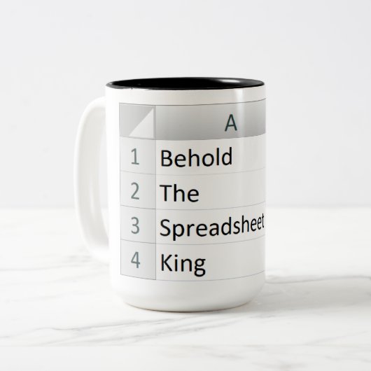 Mighty Spreadsheet King, Excel Silver Zweifarbige Tasse (Vorderseite Links)