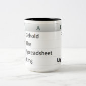 Mighty Spreadsheet King, Excel Silver Zweifarbige Tasse (Mittel)