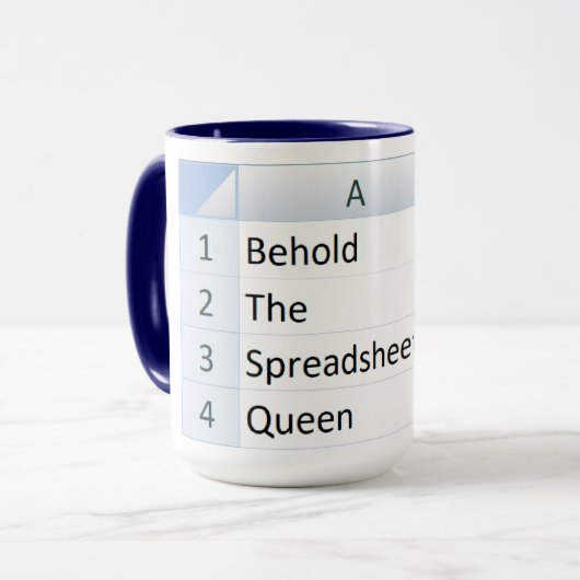 Mighty Spreadsheet Queen, Excel Blue Tasse (Vorderseite Links)
