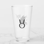 Mighty Taurus Bull Zodiac Monogram Glas (Rückseite)