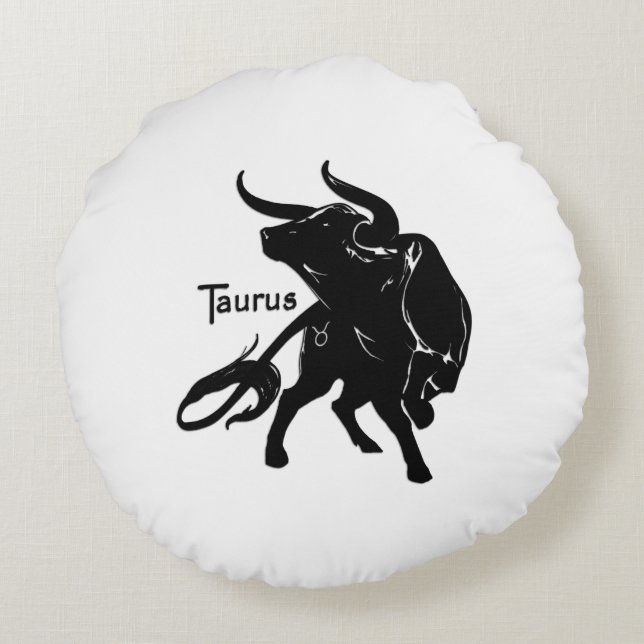 Mighty Taurus The Bull Zodiac Initial Rundes Kissen (Rückseite)