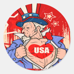 Mighty Uncle Sam Liebe USA Tattoo Runder Aufkleber