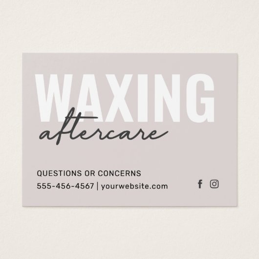 Mighty Waxing Aftercare Card Haarentfernungskarte (Vorderseite)