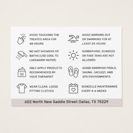 Mighty Waxing Aftercare Card Haarentfernungskarte (Rückseite)