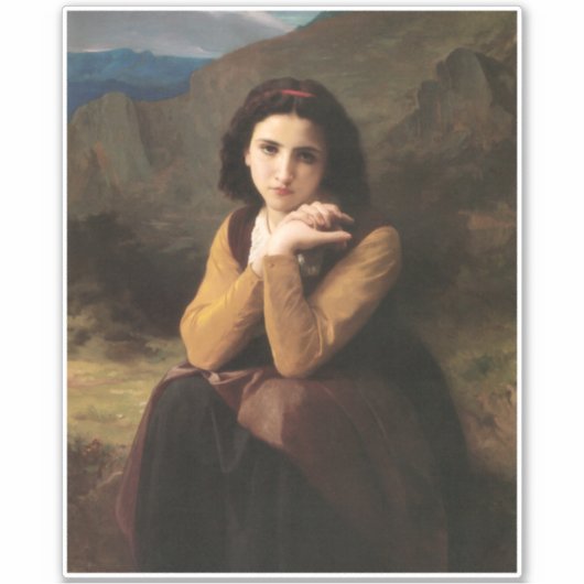 Mignon Innocence Adoleszenz Girl, Bouguereau Aufkleber (Vorderseite)