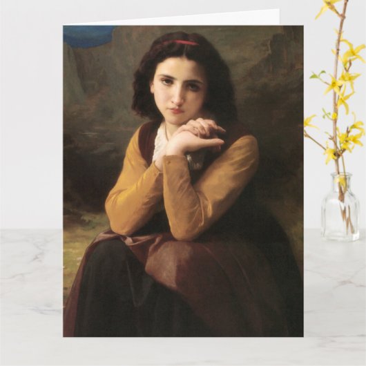Mignon Innocence Adoleszenz Girl, Bouguereau Karte (Gelbe Blume)
