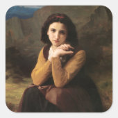 Mignon Innocence Adoleszenz Girl, Bouguereau Quadratischer Aufkleber (Vorderseite)