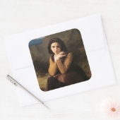 Mignon Innocence Adoleszenz Girl, Bouguereau Quadratischer Aufkleber (Umschlag)