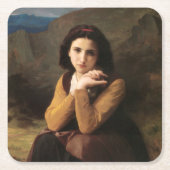 Mignon Innocence Adoleszenz Girl, Bouguereau Rechteckiger Pappuntersetzer (Vorderseite)