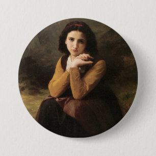 Mignon (Sweet Young French Girl) (by Bouguereau) Button
