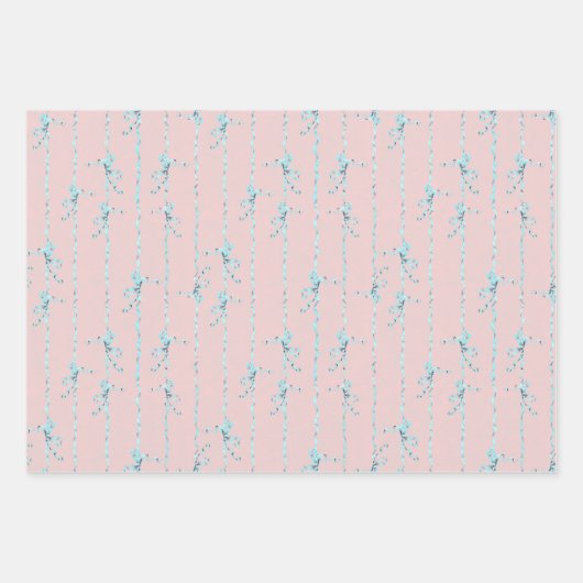 Mignonette Strawberries Blush Pink Wrapping Paper Geschenkpapier Set (Vorderseite 3)