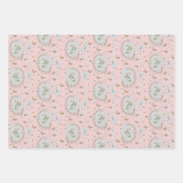 Mignonette Strawberries Blush Pink Wrapping Paper Geschenkpapier Set