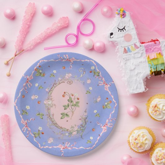 Mignonette Strawberries French Blue Large Plate Pappteller (Party)