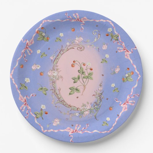 Mignonette Strawberries French Blue Large Plate Pappteller (Vorderseite)