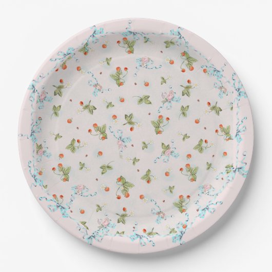 Mignonette Strawberries French Blue Large Plate Pappteller (Vorderseite)
