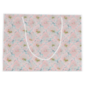 Mignonette Strawberries Ribbon Trellis Blush Pink Große Geschenktüte (Rückseite)