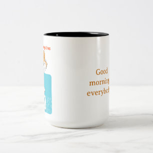 Migo die orange Katze Guten Morgen alle. Zweifarbige Tasse
