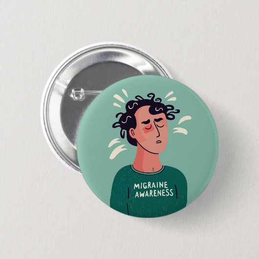 Migräne Bewusstsein Migräne neurologische Störunge Button (Vorne & Hinten)
