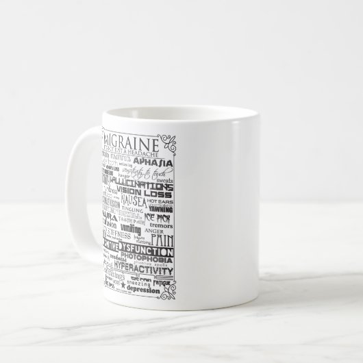 Migräne-Symptom-Tasse Kaffeetasse (Vorderseite Links)