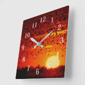 Migration der Schwarzvögel in Quivira Quadratische Wanduhr (Winkel)