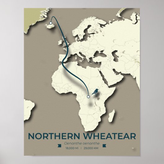 Migrationskarte für Nordatlantik - Minimalistisch Poster (Vorne)