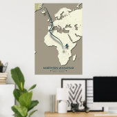 Migrationskarte für Nordatlantik - Minimalistisch Poster (Heimbüro)