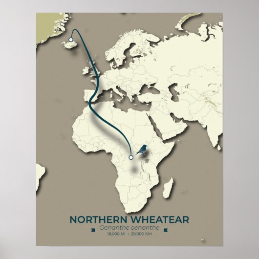 Migrationskarte für Nordatlantik - Minimalistisch Poster (Vorne)
