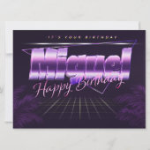 Miguel Name Vorname lila retro Karte Geburtstag (Vorderseite)