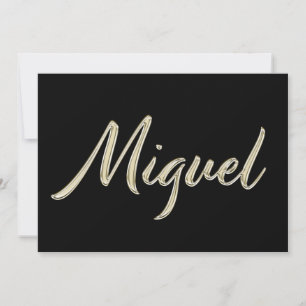 Miguel Name white gold Handwriting Karte
