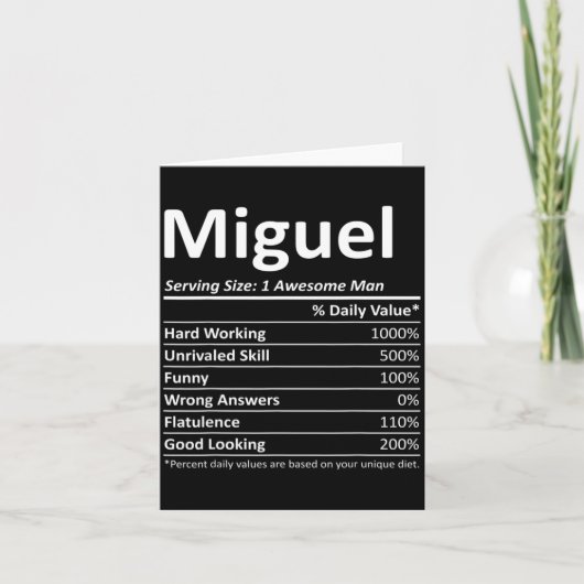Miguel Nutrition Funny Birthday D Name Karte (Vorderseite)