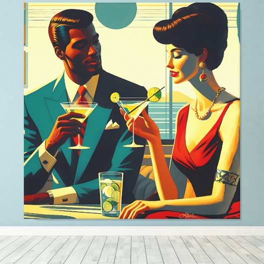 Miid Century Cocktail Party Couples - Captivated Leinwanddruck (Insitu (Holzboden))