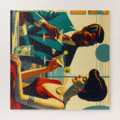 Miid Century Cocktail Party Couples - Captivated Puzzle (Horizontal)