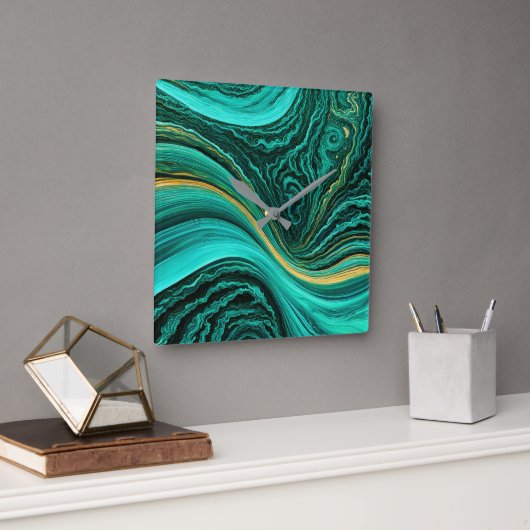 "Mijas" Ebenen von Saphir und Sonnenschein Quadratische Wanduhr (Büro)