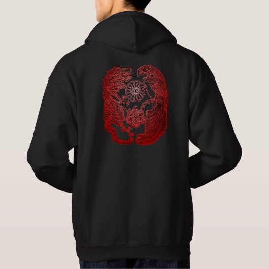 Mikados Wappen - roter Sonnendurchbruch Hoodie (Rückseite)