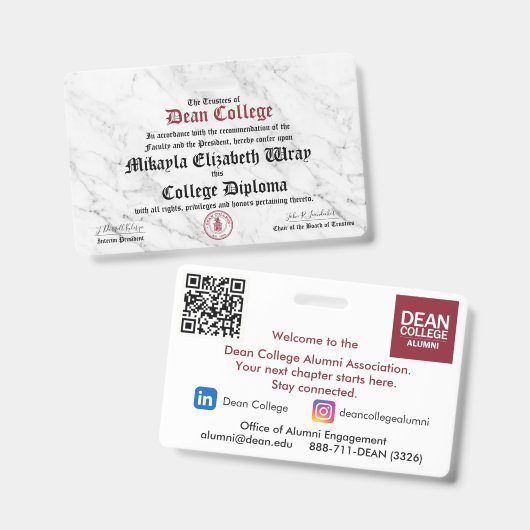 Mikayla Elizabeth Wray Ausweis (Vorder- & Rückseite)