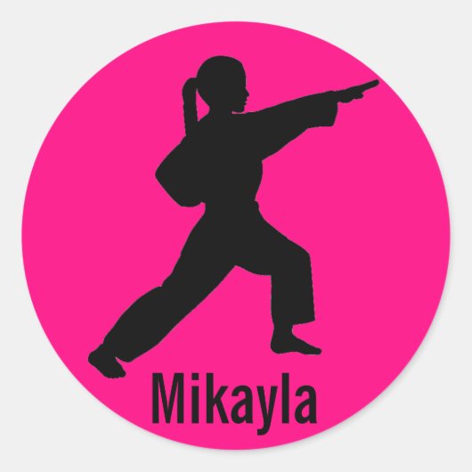 Mikayla hot pink Karate Girl Aufkleber (Vorderseite)