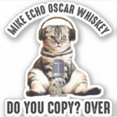Mike Echo Oscar Whiskey Ham Radio Cat Aufkleber (Vorderseite)