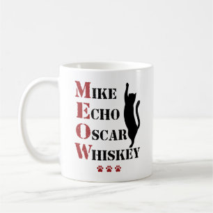 Mike Echo Oscar Whiskey MEOW Cat Kaffeetasse