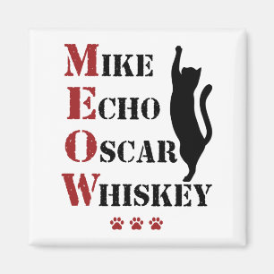Mike Echo Oscar Whiskey MEOW Cat Magnet
