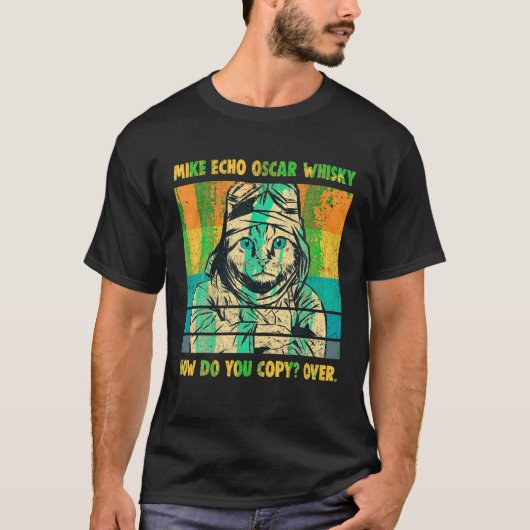 Mike Echo Oscar Whisky Flying Cat Pilot MEOW Cat O T-Shirt (Vorderseite)