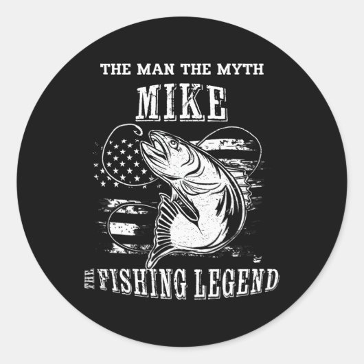 Mike Man Myth Fishing Legende Personalisierter Nam Runder Aufkleber (Vorderseite)