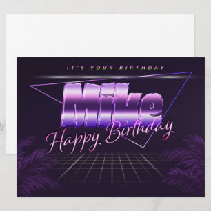 Mike Name Vorname lila retro Karte Geburtstag