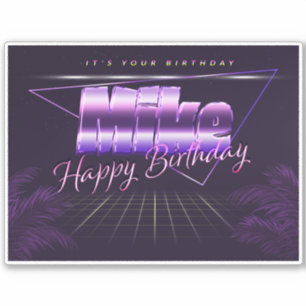 Mike Name Vorname lila retro Sticker Geburtstag