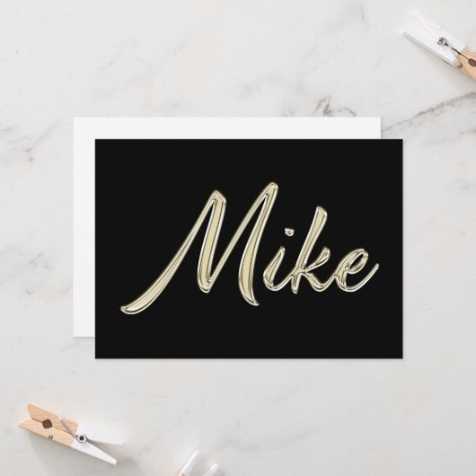 Mike Name white gold Handwriting Karte (Vorderseite/Rückseite Beispiel)