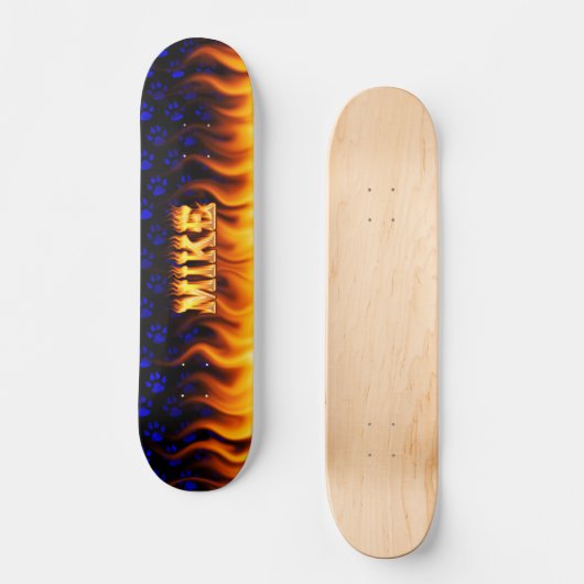 Mike Skateboard Feuer und Flammen Design. (Vorderseite)
