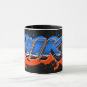 Mike Vorname Name Graffiti blue orange Tasse (Zentrum)