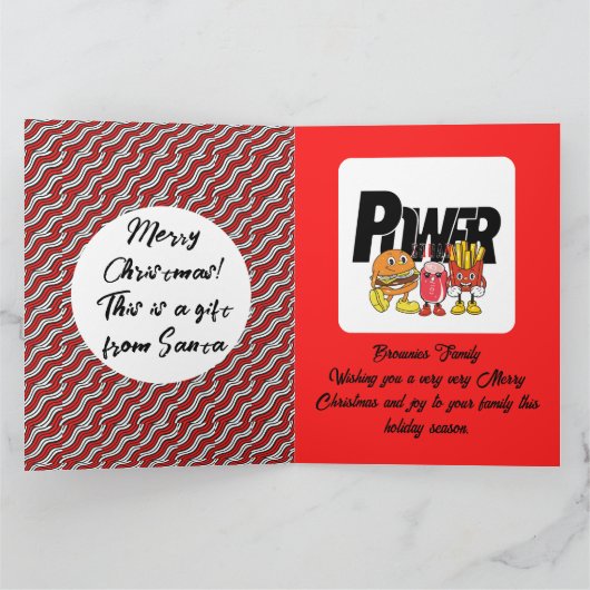 Mikitez rotwhite candycane Christmaspattern Karte (Innenseite)