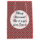 Mikitez rotwhite candycane Christmaspattern Mittlere Geschenktüte (Rückseite)