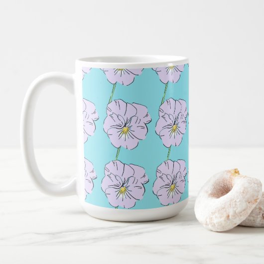 Mikitiez blaues winziges weißes Blume Muster Kaffeetasse (Mit Donut)
