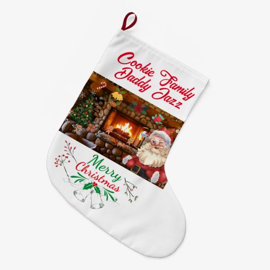 Mikitiez classicwhitechristmas Weihnachtsfest Stru Großer Weihnachtsstrumpf (Vorderansicht (hängend))